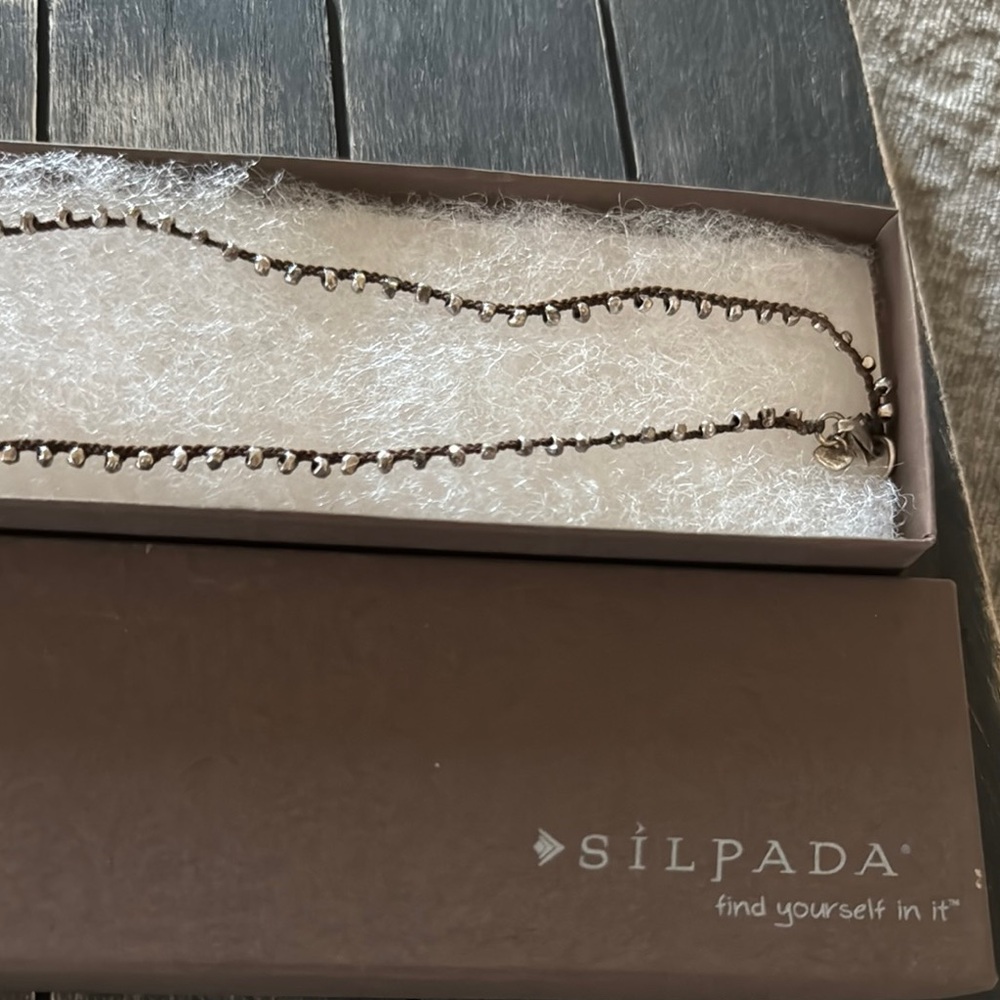 Silpada Silver Beaded Cord Necklace N2107 - Picture 6 of 10